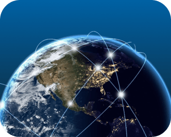 Connected globe representing global media networks